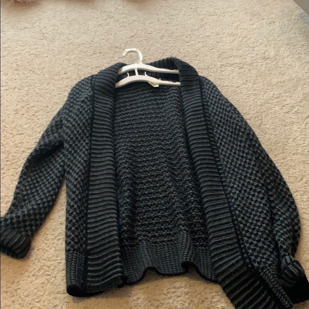 black and grey cardigan